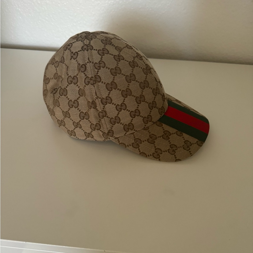 Gucci Brown and Green Monogram Hat